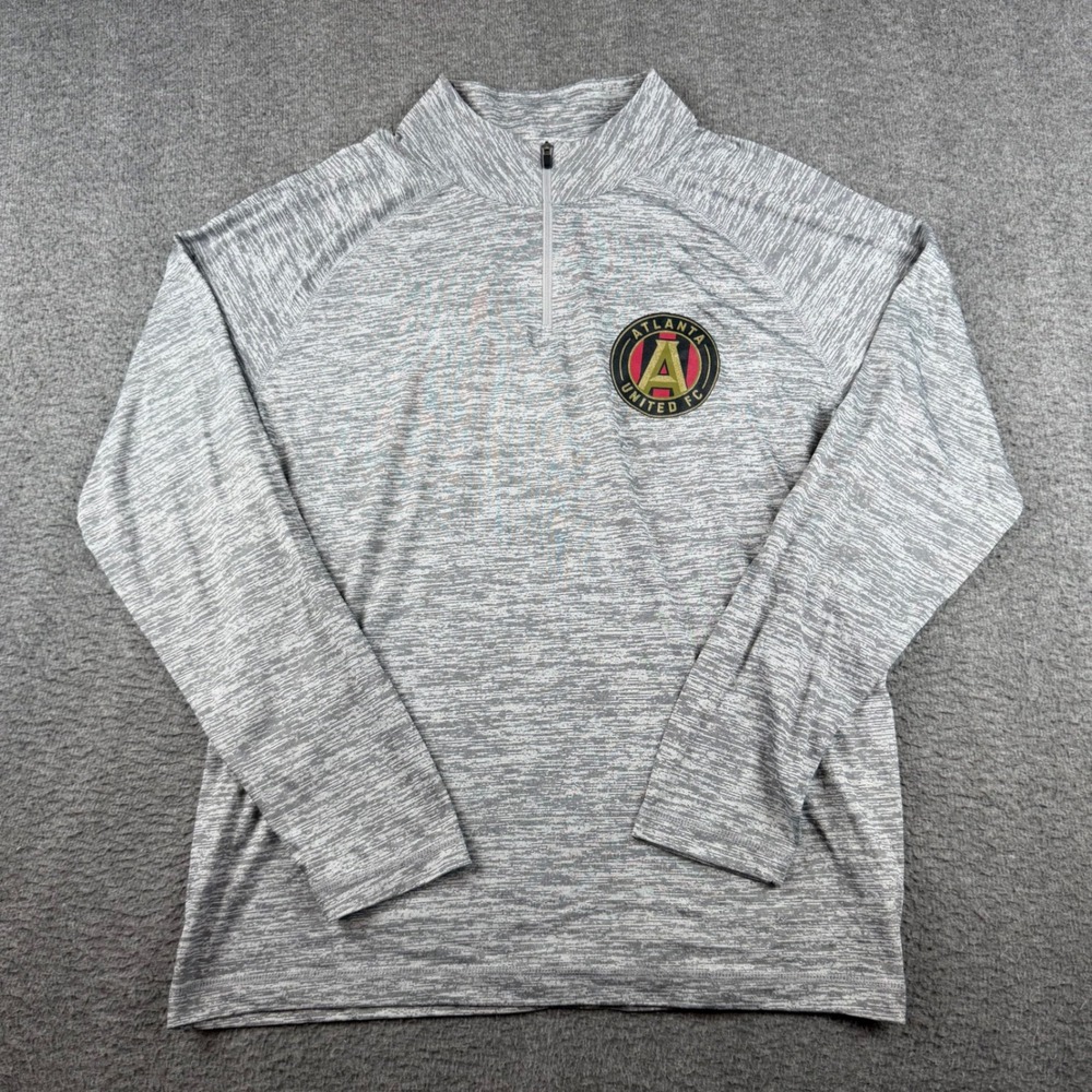 MLS Atlanta United FC Pullover Men's XL Grey Space Dye 1/4 Zip Top